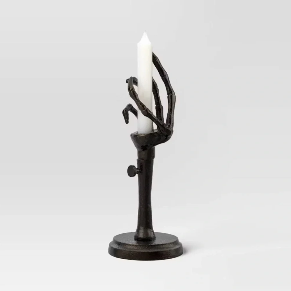 Skeleton Hand Adjustable Taper Candle Holder Aluminum Black - Threshold - Picture 2 of 13